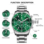 SAPPHERO Men’s Quartz Watch Luxury Chronograph Sport Wristwatch Stainless Steel Waterproof 50M Date Luminous Business Watch mbzr