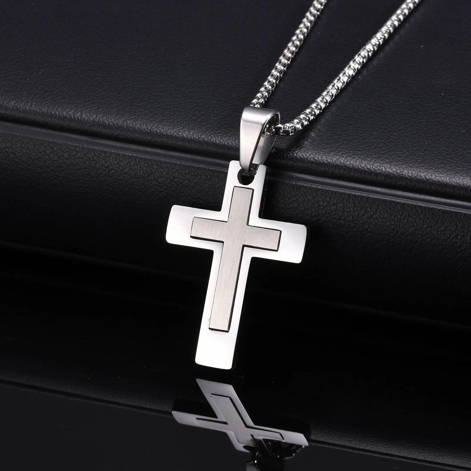 Cross Pendant Necklaces for Men Boys,Waterproof Stainless Steel Necklace,Christian Religious Faith Prayer Jewelry Gift mbzr