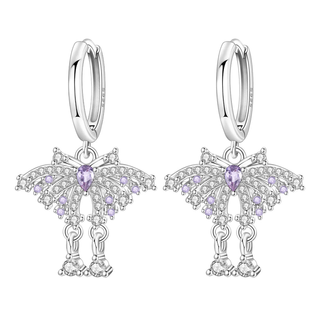 Silver Zirconia Butterfly Dragonfly Gradient Drop Earrings Gift