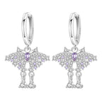 Silver Zirconia Butterfly Dragonfly Gradient Drop Earrings Gift