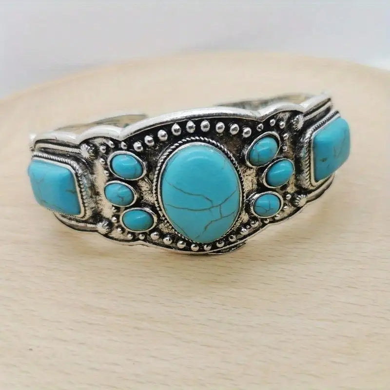 Retro Bohemian Natural Turquoise Bracelet Leisure Wear Exquisite Accessories mbzr