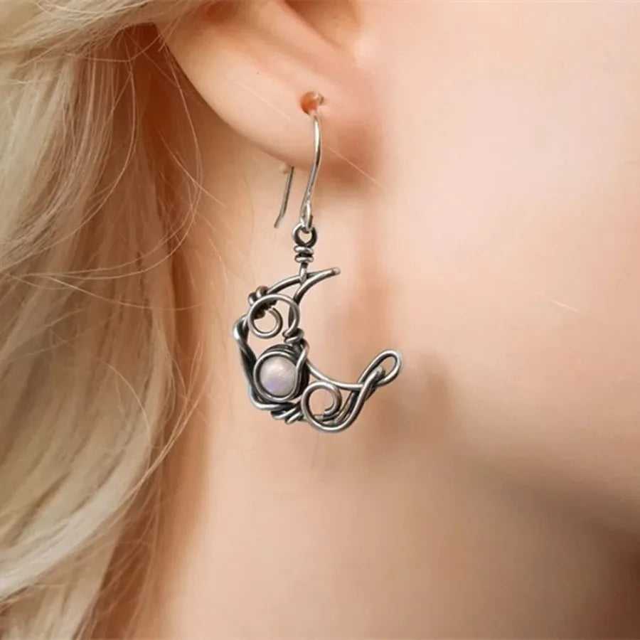 Bohemia Sun and Moon Earrings Silver Color Crystal Drop Earrings Women Female Boho Fashion Jewelry Gift For Her