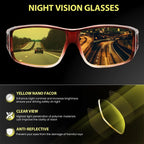 Night Driving Glasses for Men Women,Anti Glare Night Driving Glasses,Wrap-Around,Glare Guard Fit Over Glasses mbzr