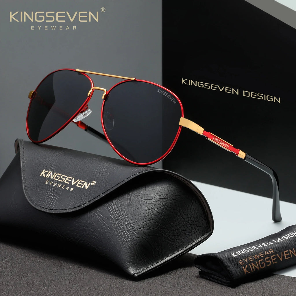 KINGSEVEN Pilot Sunglasses Fashion Glasses Polarized UV400 Driving Outdoor Anti-Glare Trendy Eyewear