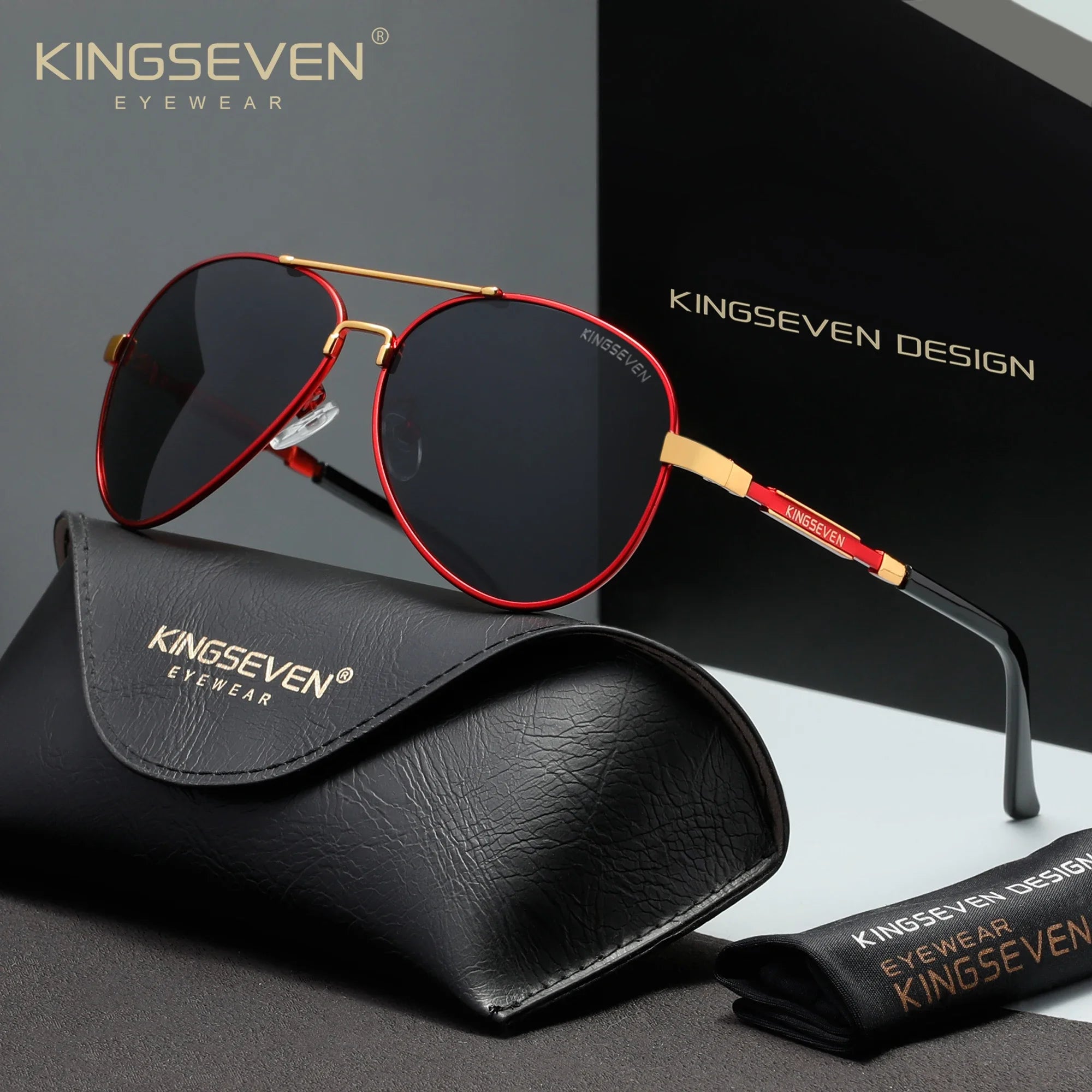 KINGSEVEN Pilot Sunglasses Fashion Glasses Polarized UV400 Driving Outdoor Anti-Glare Trendy Eyewear