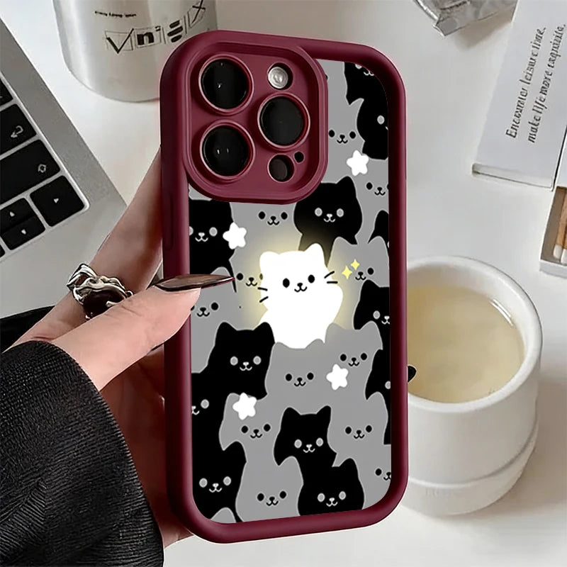 Soft TPU Case For  IPhone 17promax/17air 16 15 14 13 12 11 Pro Max X XS Anti-drop silicone phone case.Lovely Cartoon Cat Couple