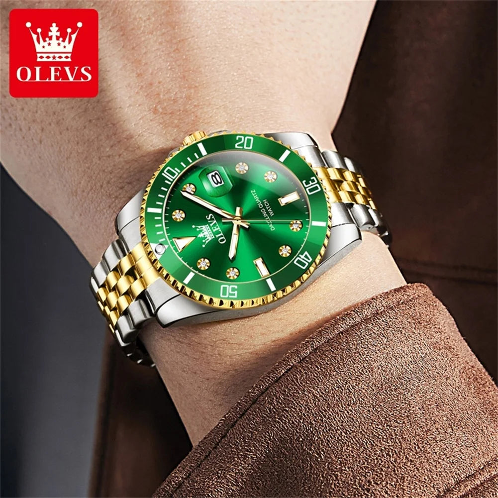 OLEVS 9809 Men's Watch Original Waterproof Automatic Date Rotation Ring Luxury Brand Diving Quartz Men's Watch Reloios Masculino mbzr