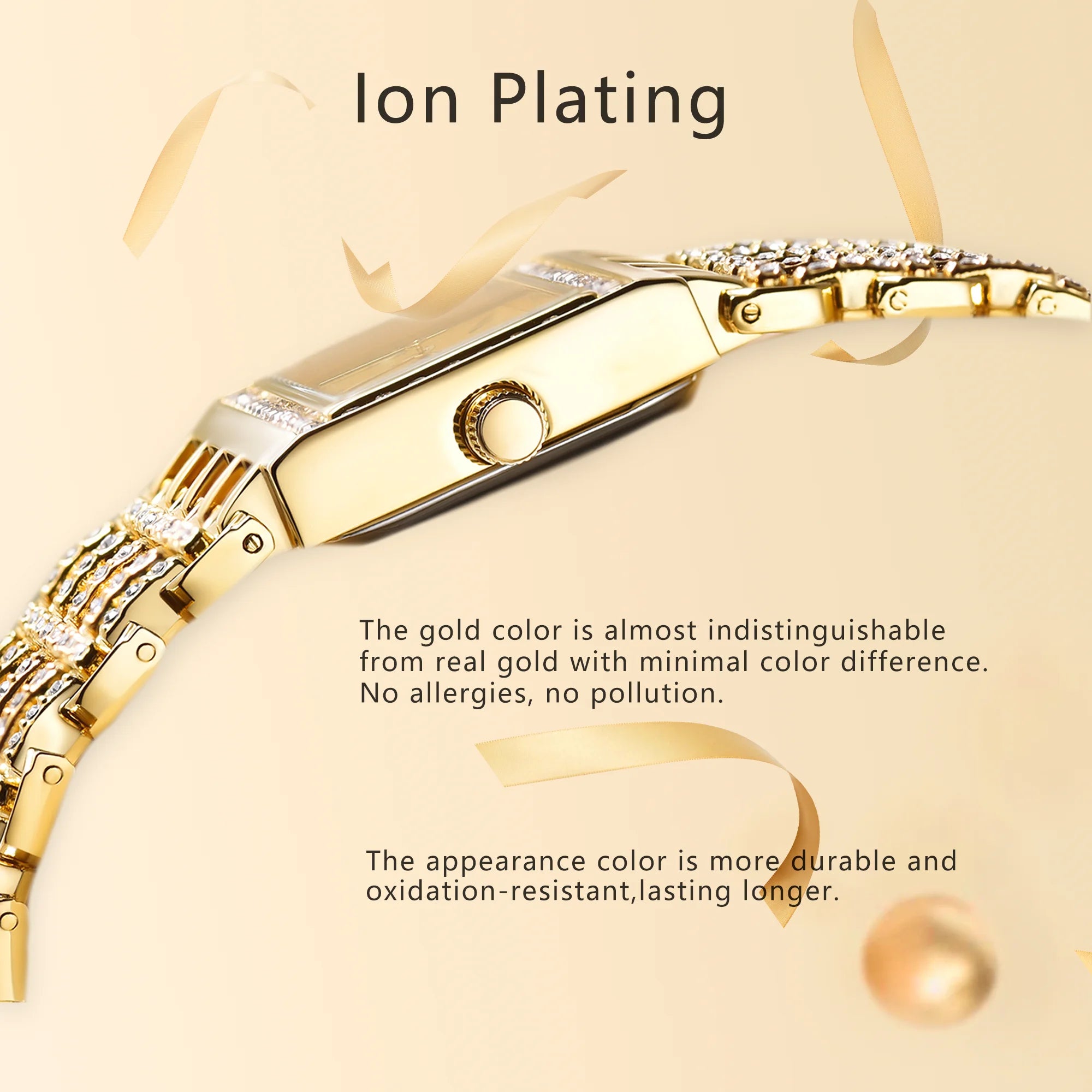 Gold Rectangle Women Watch Full Rhinestone Bezel Wide Hollow Link Bracelet Luxury Bling White Dial Fashion Ladies Quartz Dress Wristwatch For Party Wedding