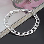 Sterling Silver Sideways Bracelet Unisex Men Women Jewelry