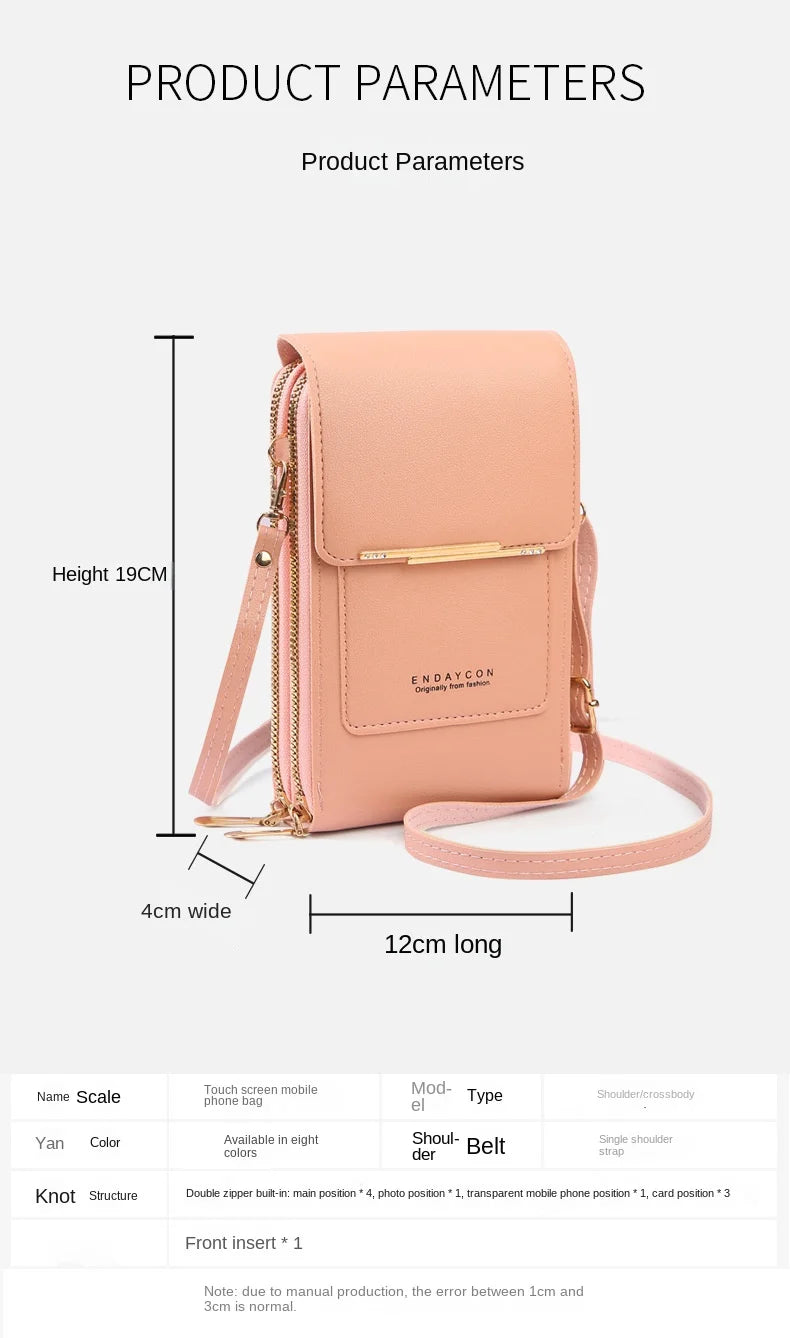 Crazy Bag Fashion Touch Screen Lock Cell Phone Bag Women's Mobile Phone Card Holder Crossbody Shoulder Bag mbzr