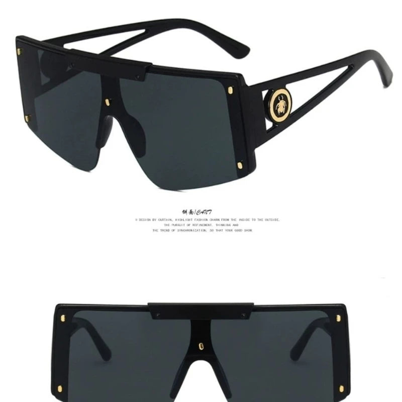 Integrated Sunglasses 2026 New Fashionable Sunglasses Trendy Large Frame Hollow Sunglasses for Men and Women mbzr