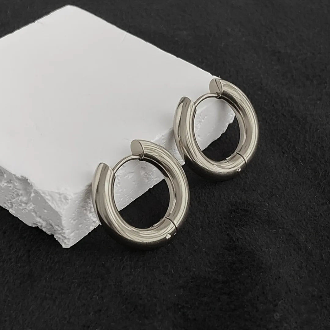 1 pair of punk style circular ring earrings L stainless steel large-sized exaggerated ear bones, ear screens, and earrings for both men and women