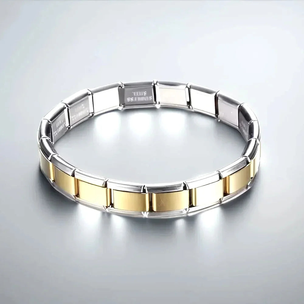 Italian Charm Link for Women Men 9mm Width Silver Gold Color Chain Stainless Steel Bracelet on Hand DIY Making Jewelry Wholesale