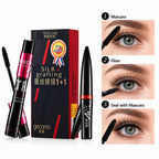 2-Step Mascara & Fiber Lash Extension Set, Lengthening Volumizing Waterproof Curling Mascara, Smudge-Proof Eye Makeup mbzr