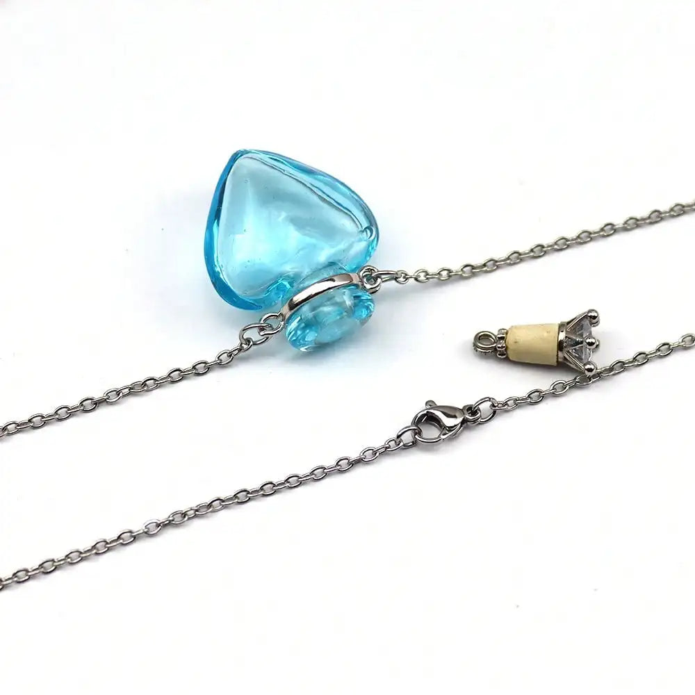 1pc Simple Colorful Glass Vial Pendant Necklace With Titanium Steel Chain, Suitable For Holding Perfume, Essential Oils, Pet Ashes - For Men & Women