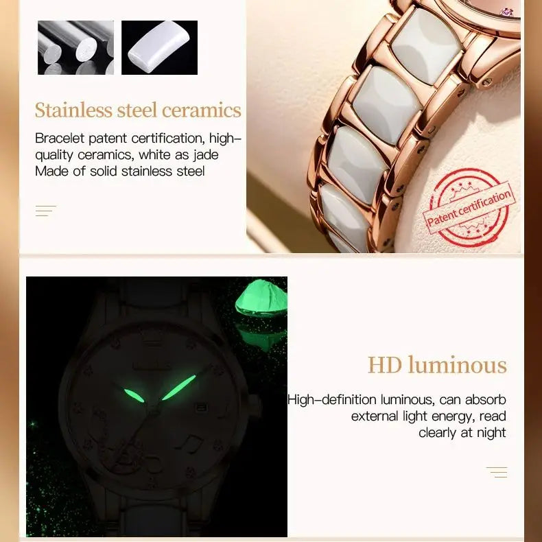 OLEVS 3605 Women Watch Top Brand High Quality Quartz Watch Exquisite Diamond Note Waterproof Dial Dress Ceramic Women Watch mbzr
