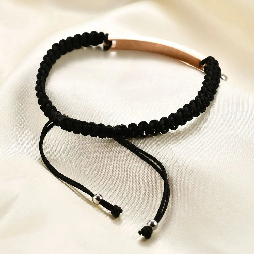 Fashion Custom Couple Stainless Steel Bracelet Set Black Woven Heart Magnetic Suction Diamond Inlaid Bracelet for Women Jewelry