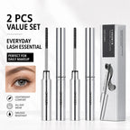 2 Pack Slim Brush Mascara, Lengthening & Defining Lash Mascara Set, Clump-Free Smudge-Resistant Eye Makeup for Daily Wear mbzr