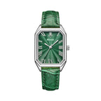 YaLaLuSi Vintage Gold Ladies Watch Irregular Octagon Rectangle Emerald Green Dial Croc Embossed Leather Band Elegant Roman Scale Quartz Wristwatch For Women