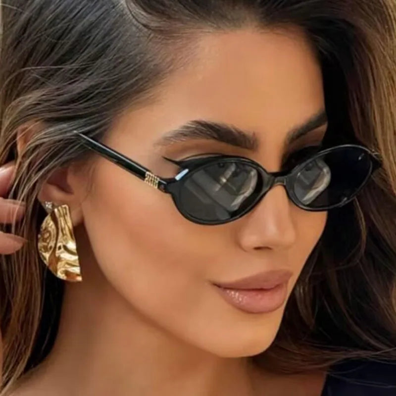 Fashion Oval Simple Literary Sunglasses Women Retro Small Frame Commuting Sunglasses Luxury Brand Design Travel Sunglasses UV400