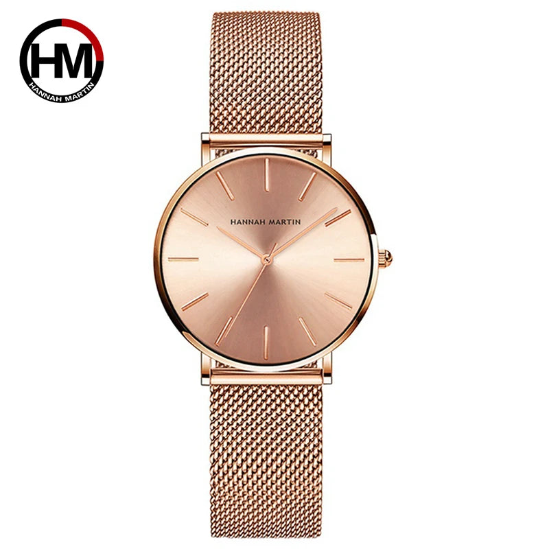 Hannah Martin Women's Quartz Watch Steel Mesh Band 36mm Slim