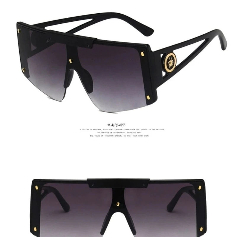 Integrated Sunglasses 2026 New Fashionable Sunglasses Trendy Large Frame Hollow Sunglasses for Men and Women mbzr