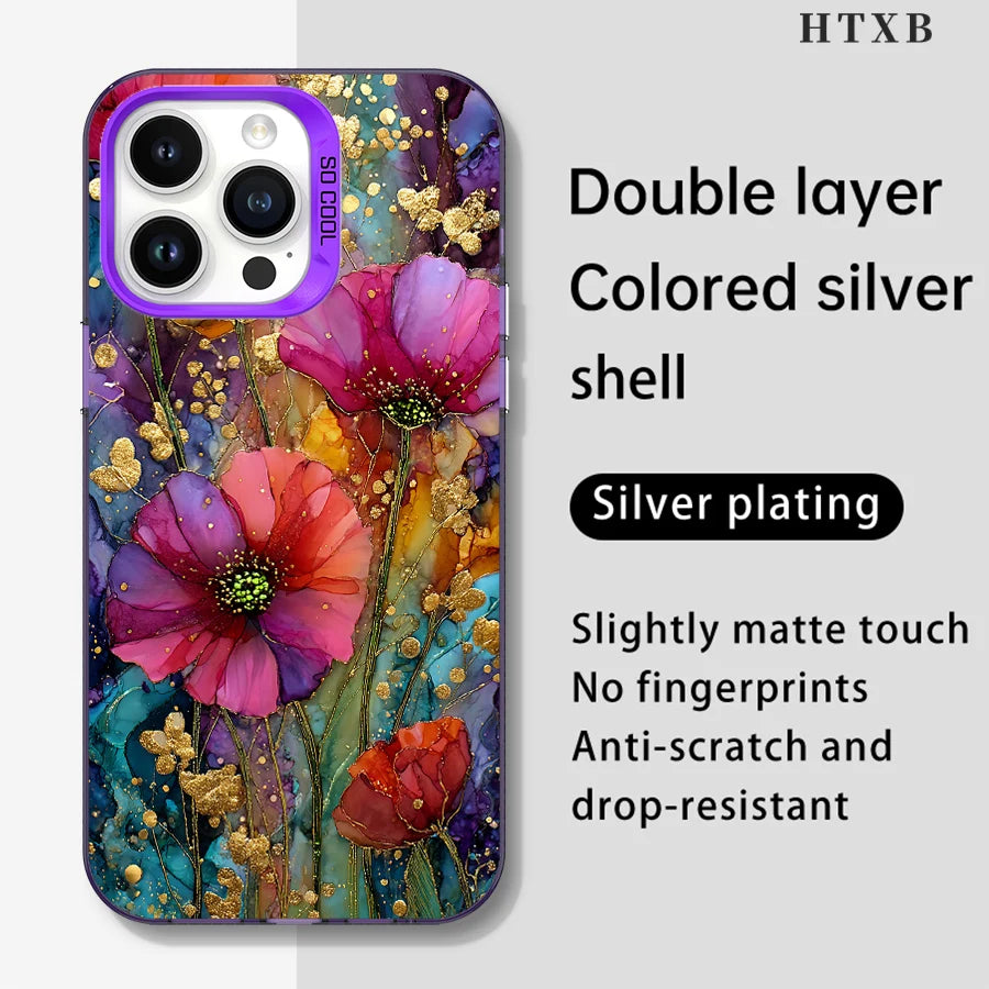 Gilded Flower Shadow Phone for iPhone 17 to 11 Pro Max Plus