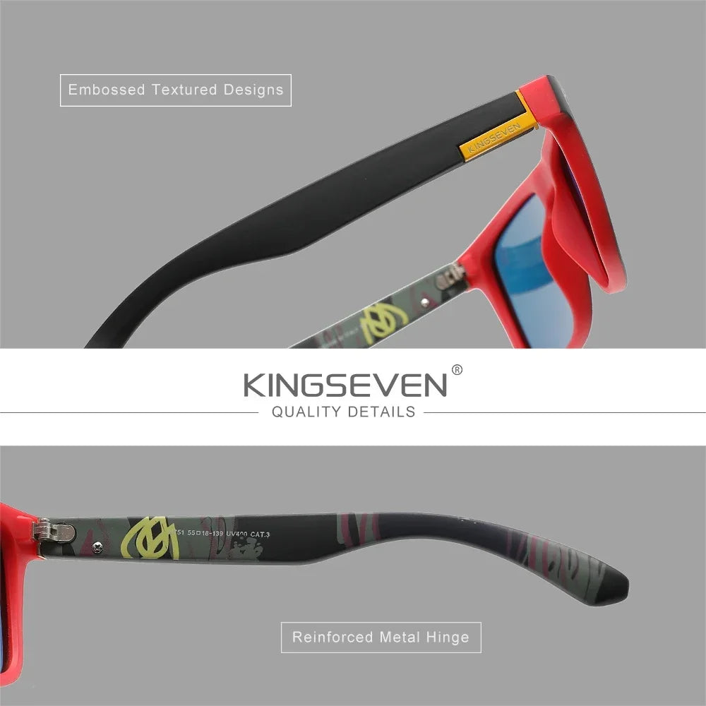 KINGSEVEN Sports Square Frames Sunglasses Women Men Driving Polarized UV400 Outdoor Protective Fashion Glasses Causal Eyewear
