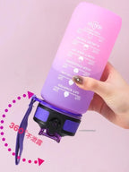 Motivational Water Bottle 600ml Leakproof Sports Water Bottle with Time Marker Straw Frosted Gradient Portable Cup mbzr