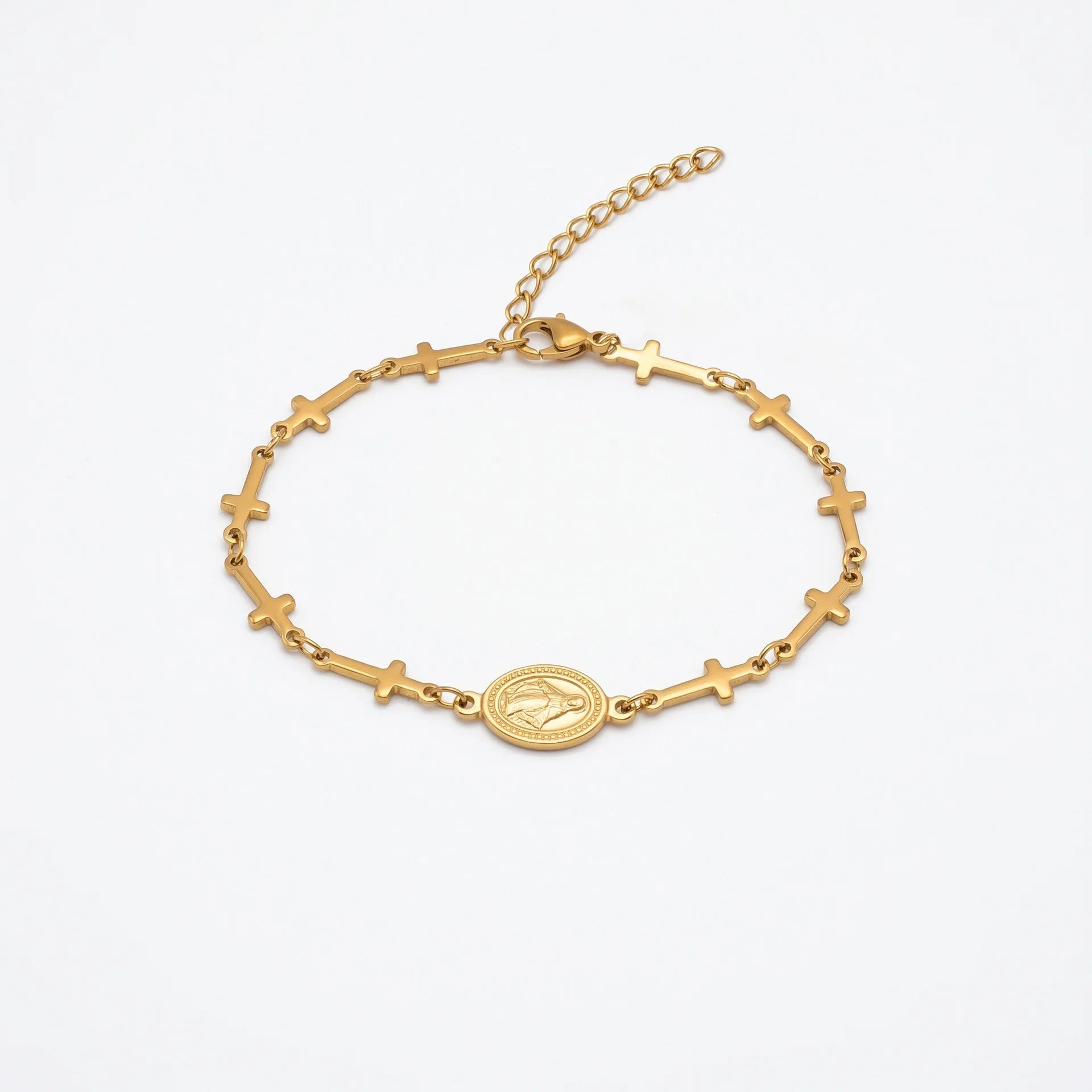 Women's stainless steel 18K gold bracelet that does not fade for a long time   fashionable heart shaped cross and starfish bracelet   luxury