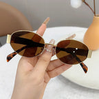 Retro Steampunk Sun Protection Sunglasses Vintage New Women's Metal Oval Sunglasses Ladies Classic UV400 Sunscreen Eyewear