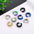 1/5 Pairs Men Women Punk Rock Stainless Steel Huggie Ear Circle Earring Piercing Push-Back Ear Buckle Gothic Fashion Jewelry