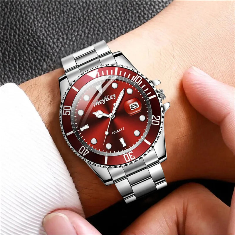 Fashion Men Business Watches Stainless Steel Band Men Calendar Quartz Watch Casual Clock Sports Wristwatch Reloj Hombre mbzr