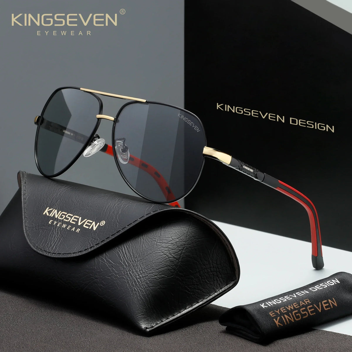 KINGSEVEN New Fashion Pilot Frame Sunglasses Unisex Classic Outdoor Sports Summer Glasses Polarized UV400 Driving Shades Eyewear