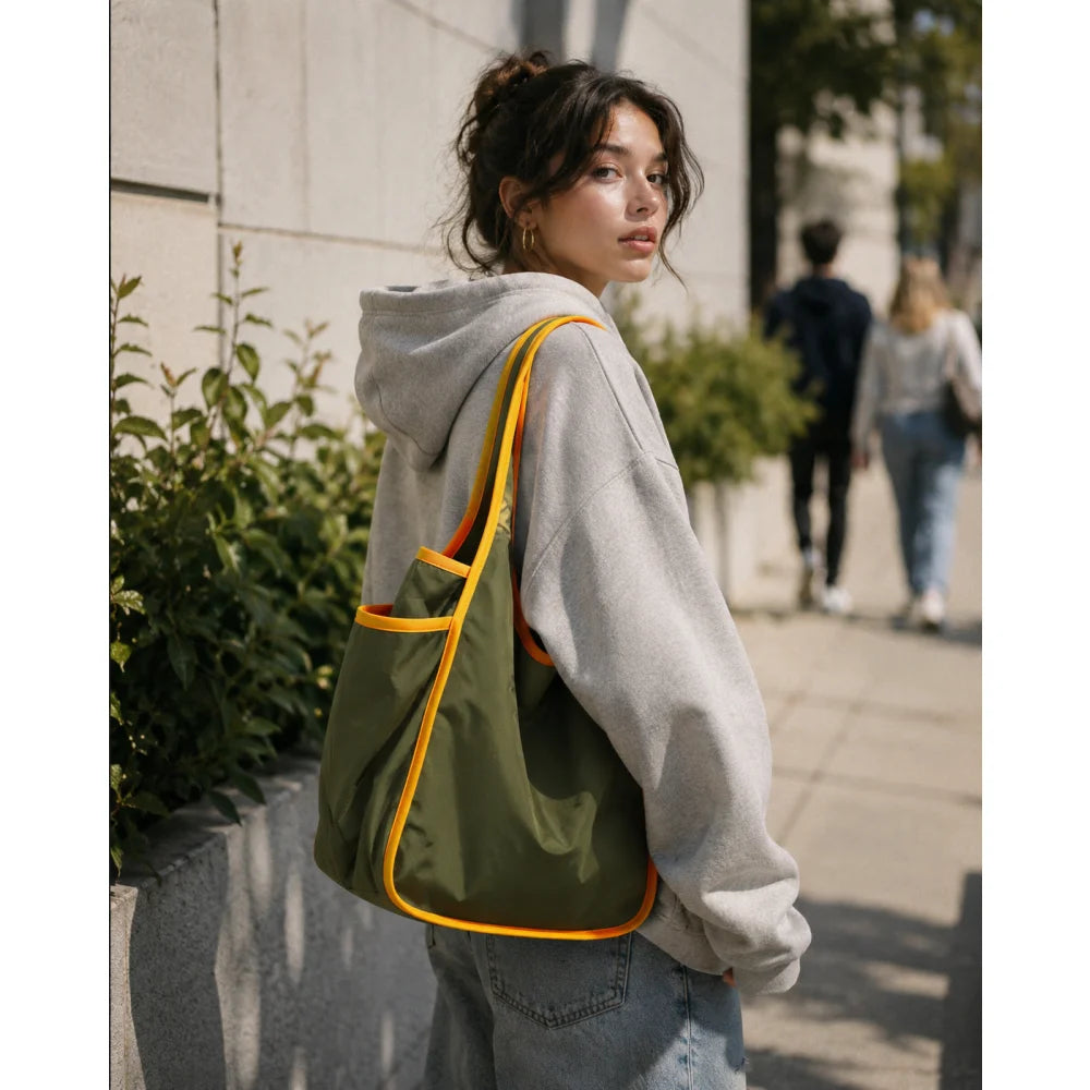 1pcs Drawstring Shopping Tote Bag for Groceries Travel Storage Reusable Eco-Friendly Lightweight Collapsible Design Reusable mbzr