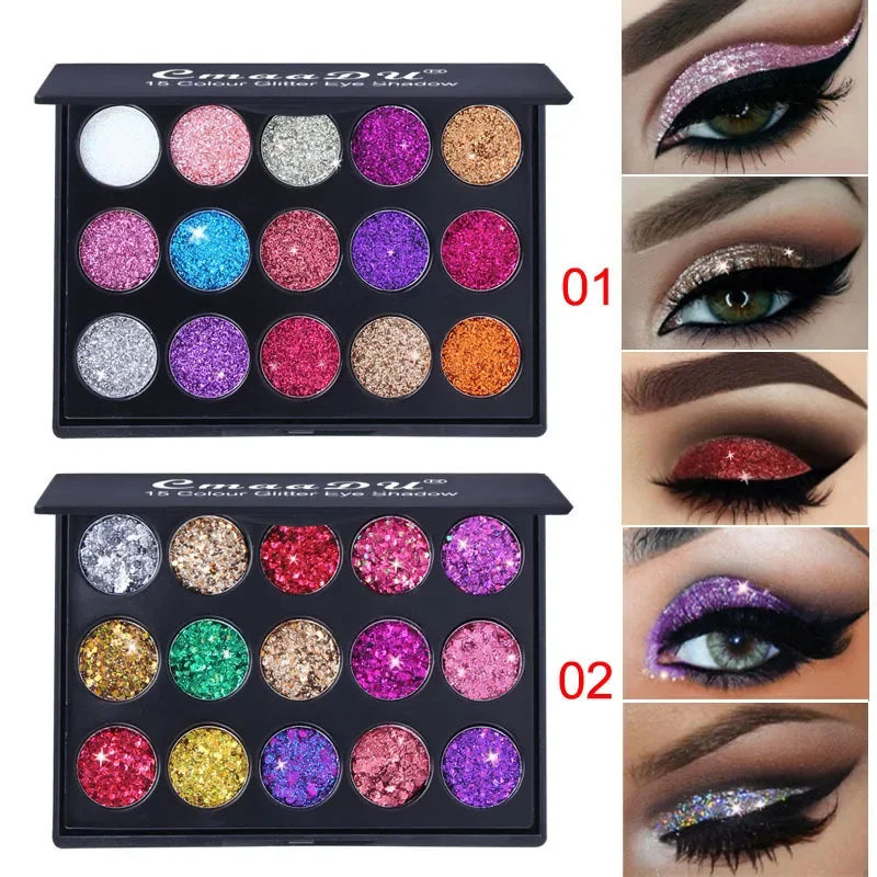 15 Colors Glitter Eye Shadow Shiny Pigment Professional Eye Makeup Palette Long-lasting Make Up Eyeshadow Palette Party Cosmetic mbzr