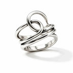 Vintage Asymmetric Cross Knot Stainless Steel Ring Waterproof Multi-Layer Minimalist Thumb Ring Elegant Simple Women Jewelry Gift