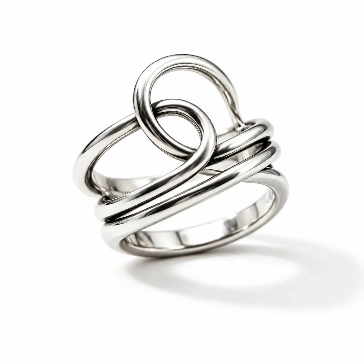 Vintage Asymmetric Cross Knot Stainless Steel Ring Waterproof Multi-Layer Minimalist Thumb Ring Elegant Simple Women Jewelry Gift