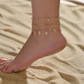 accessories summer simple personality multi-layer anklet European and American popular leaf peach sequined pendant chain female mbzr