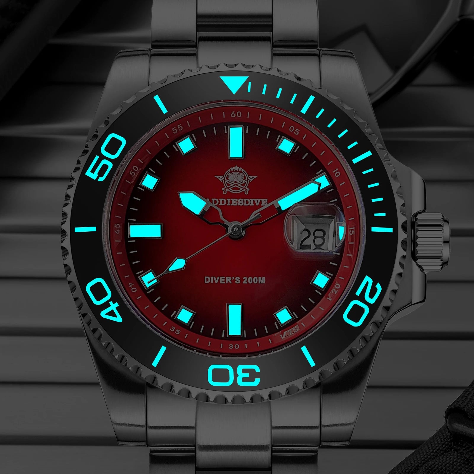 ADDIESDIVE 2026 New Men Quartz Watches BGW9 Super Blue Luminous 200M Waterproof Stainless Steel Fashion Sports Diving Wristwatch