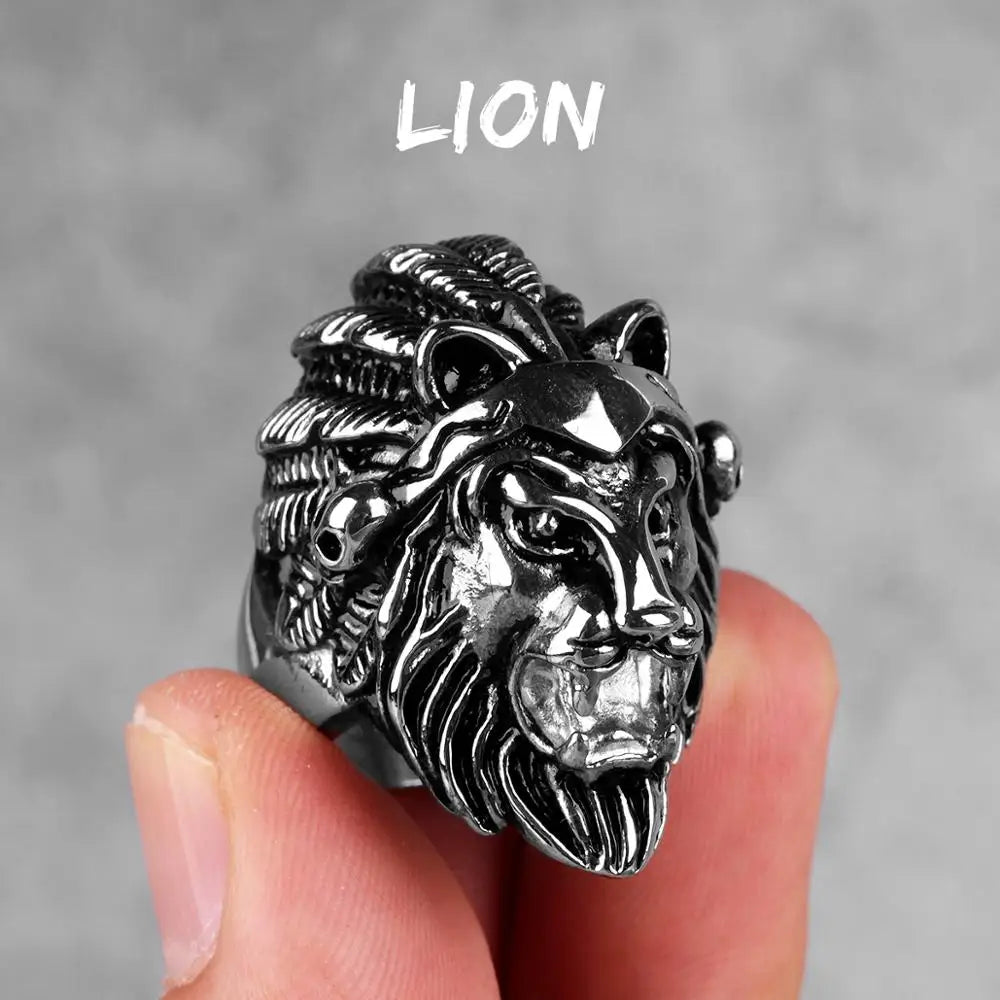 Stainless Steel Animal Rings Eagle Dog Dragon Bird Snake Hip Hop Trendy