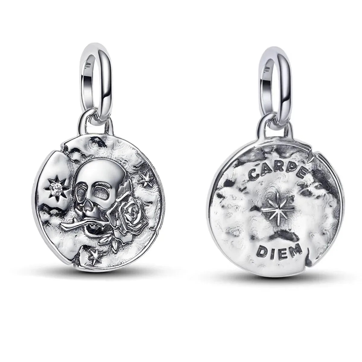 925 pure silver constellation pendant with relief texture of ghostly skull. Suitable for bracelets and necklaces. Jewelry.