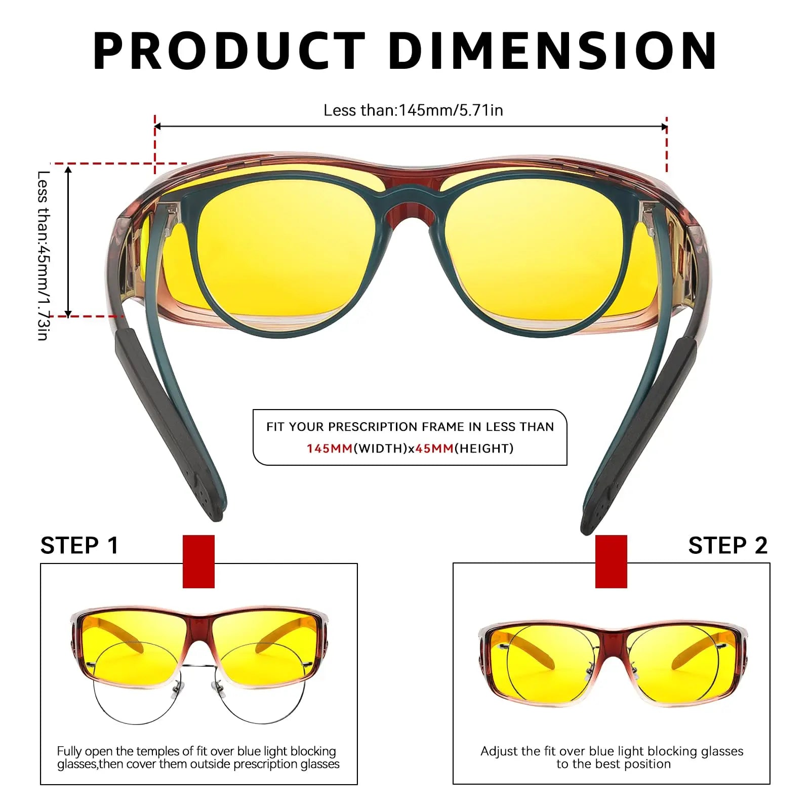 Night Driving Glasses for Men Women,Anti Glare Night Driving Glasses,Wrap-Around,Glare Guard Fit Over Glasses mbzr