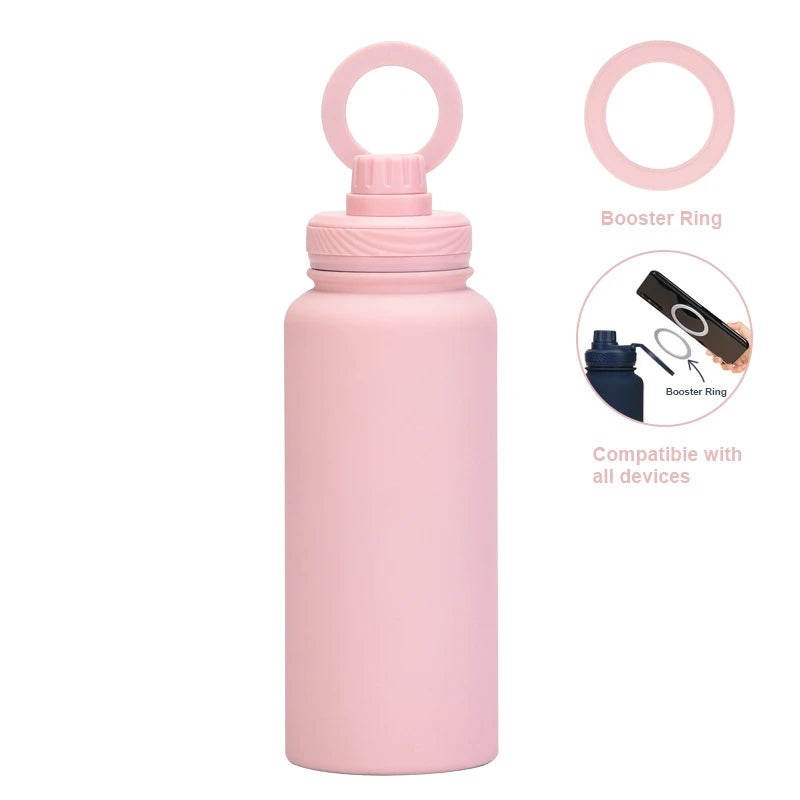Insulated Sports Bottle 32Oz Stainless Steel with Magnetic Phone Holder, Thermos Mug for Outdoor mbzr
