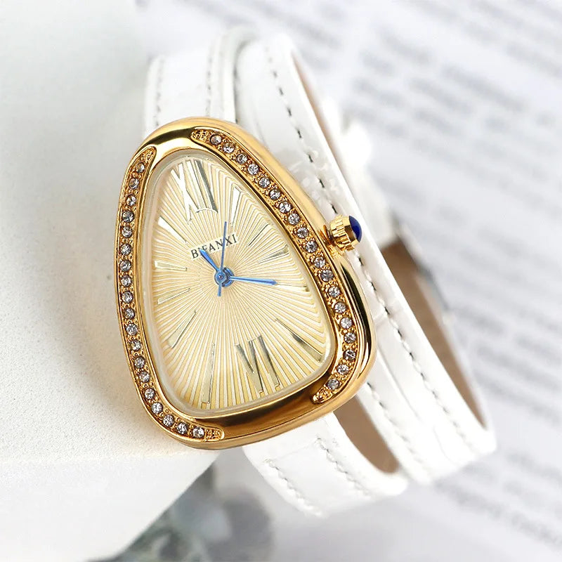 AAA Red Unique Top Brand Quartz Watches Women Fashion Snake Shape Simple Ladies Women's Watch Leather Strap Waterproof Watches