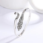 Ethnic Style Retro Thai Silver Exquisite Hollow Peacock 925 Sterling Silver Personality Animal Opening Antique Design Bracelets mbzr