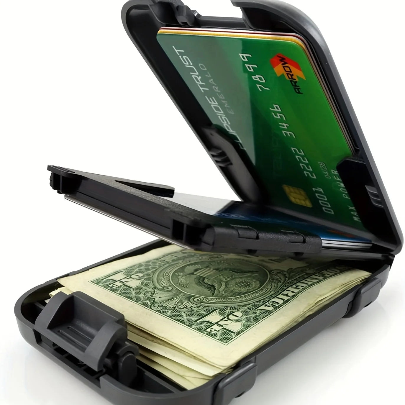 metal wallet wallet, RFID block minimalist wallet men's ultra thin aluminum clip pocket cash credit card holder mbzr