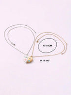2pcs/Set Mother-Son Sun & Star Zinc Alloy Magnetic Necklace Gift Set For Mother's Day, Cute English Letter Print, Nickel Plated