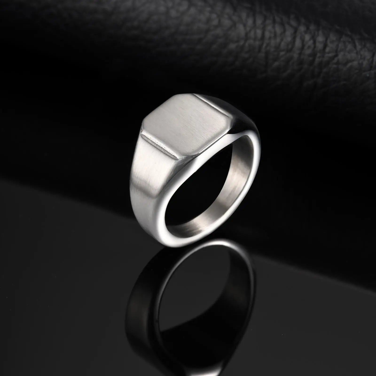 Vnox Brushed Square Signet Ring, Stainless Steel 11.8mm Wide Band for Men, Size 7-12 Chunky Finger Ring Anniversary Gift for Him