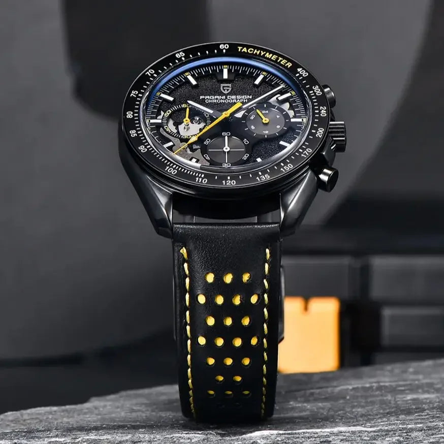 PAGANI DESIGN 2025 New Moon Dark Men's Watches Luxury Quartz Watch Men Skeleton Sport Chronograph AR Sapphire glass Wrist Watch